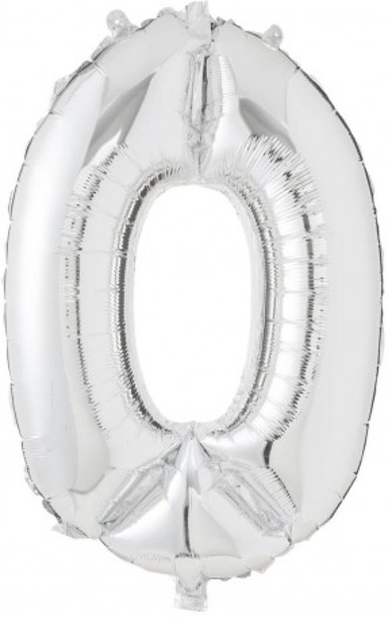 XL Folie Zilver Cijfer 0 Ballon - 100 CM
