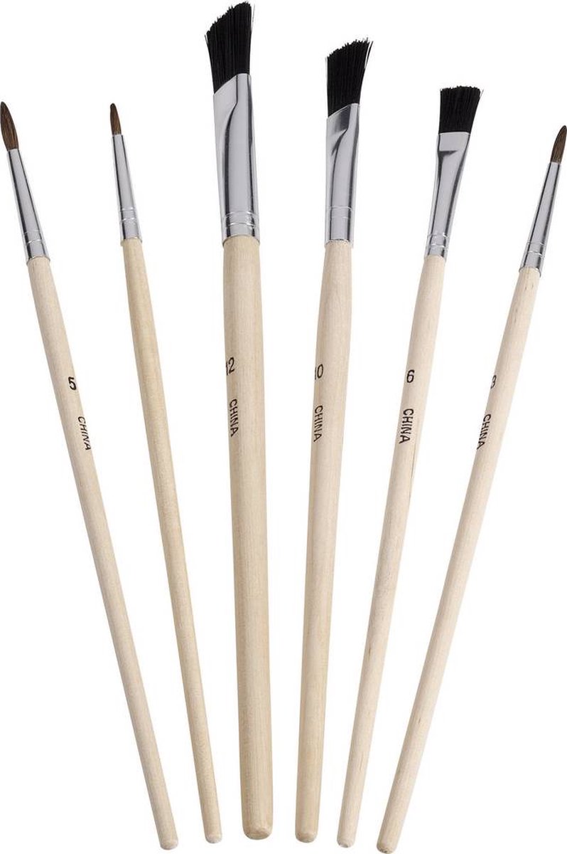 ZAHN Pinsel Modelbouwpenseel Dun haar 6-delig