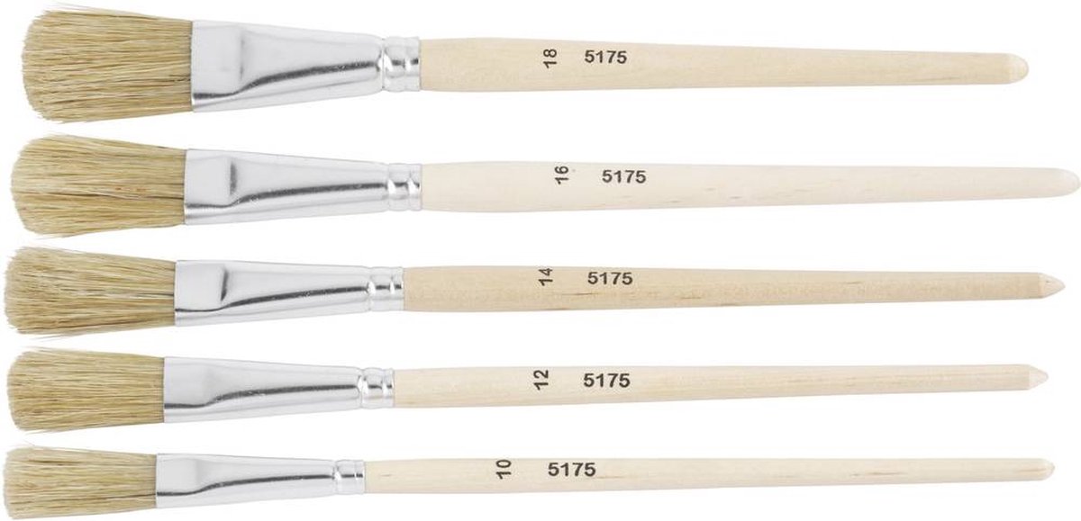ZAHN Pinsel Penseelset voor emaille lak Natuurborstel 5-delig