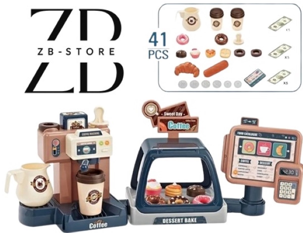 Koffie & Dessert Speelset – 41-delig Barista Speelgoed voor Kinderen 3+