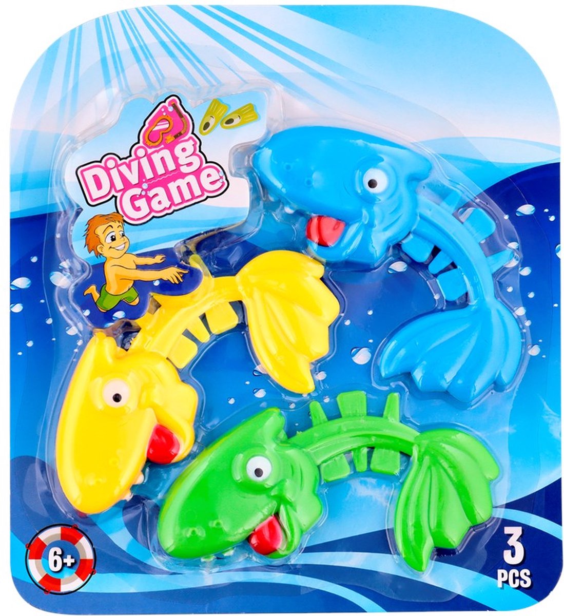 Duikspel set 3 x vissen  Blauw groen geel - Duikspel - Zomer - Water - Zwembad - Opduiken - Blauw groen geel - Diving game