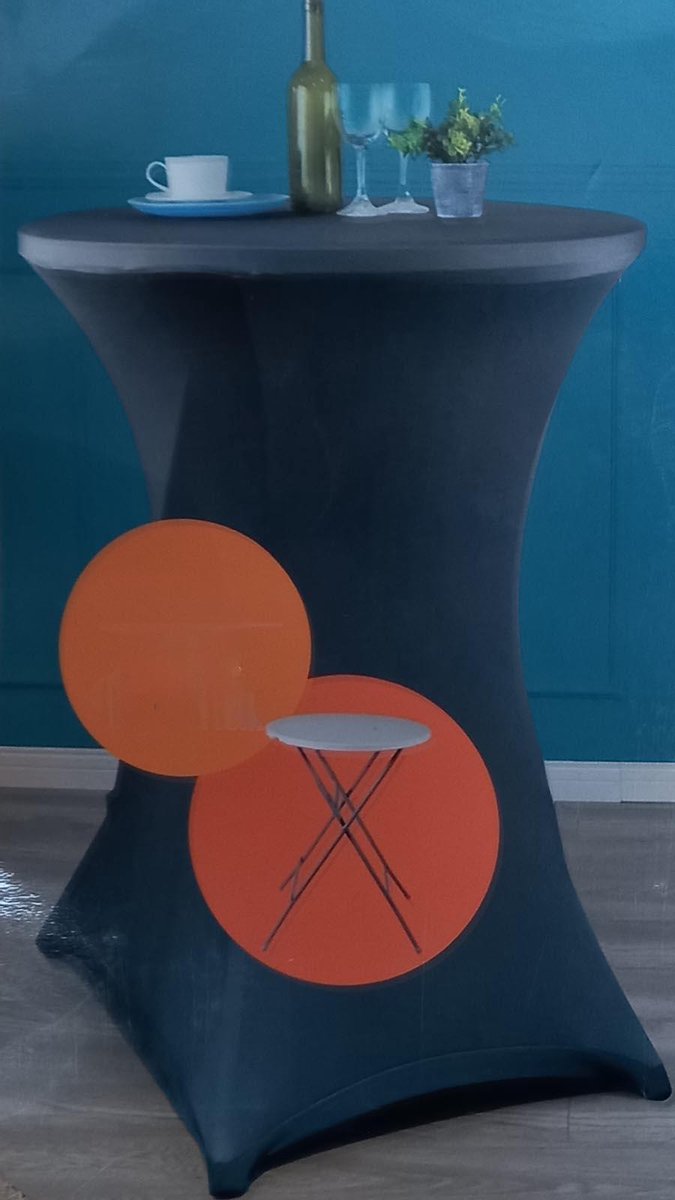 Statafelhoes -statafelrok - tafelrok stretch - effen - donkergrijs - antraciet - 80 x 110 cm