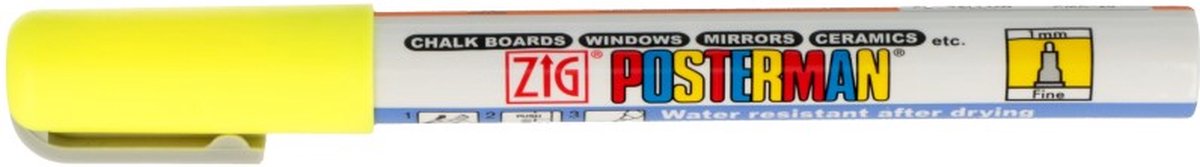 Yellow fluo waterbestendige krijtstift - Zig