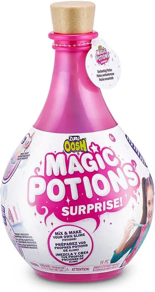 Oosh Magic Potions Surprise - Roze - Maak je eigen slijm - Inclusief glow-in-the-dark toverstaf - Slijmset - Slime voor kinderen - Slijm maken - Motoriek Speelgoed