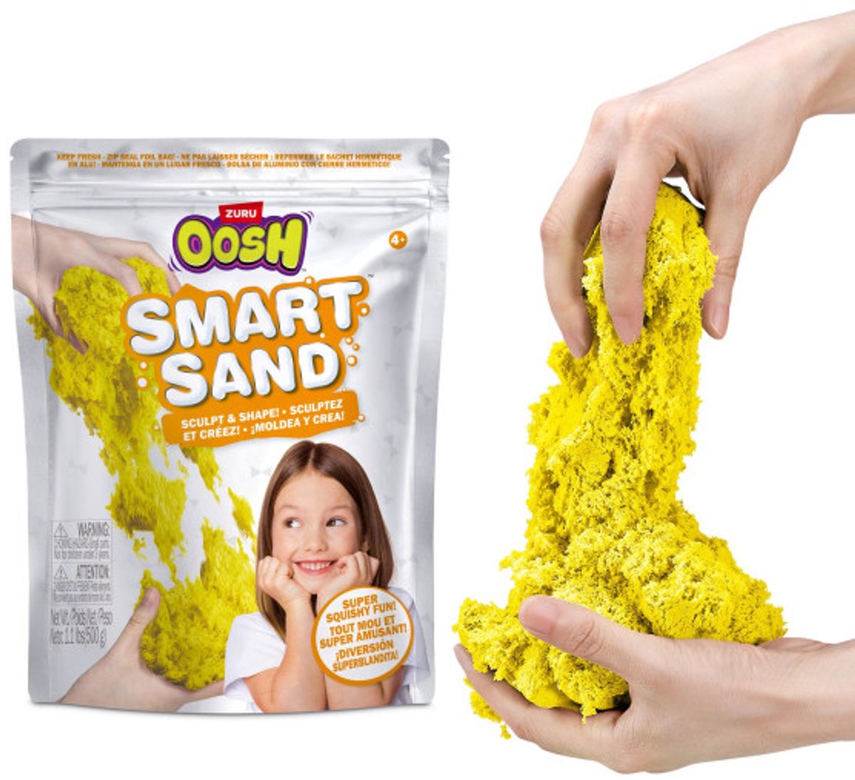 Oosh Smart Sand geel - Speelzand zak - Magisch zand - 500 gram - Kinetisch - Sensorisch