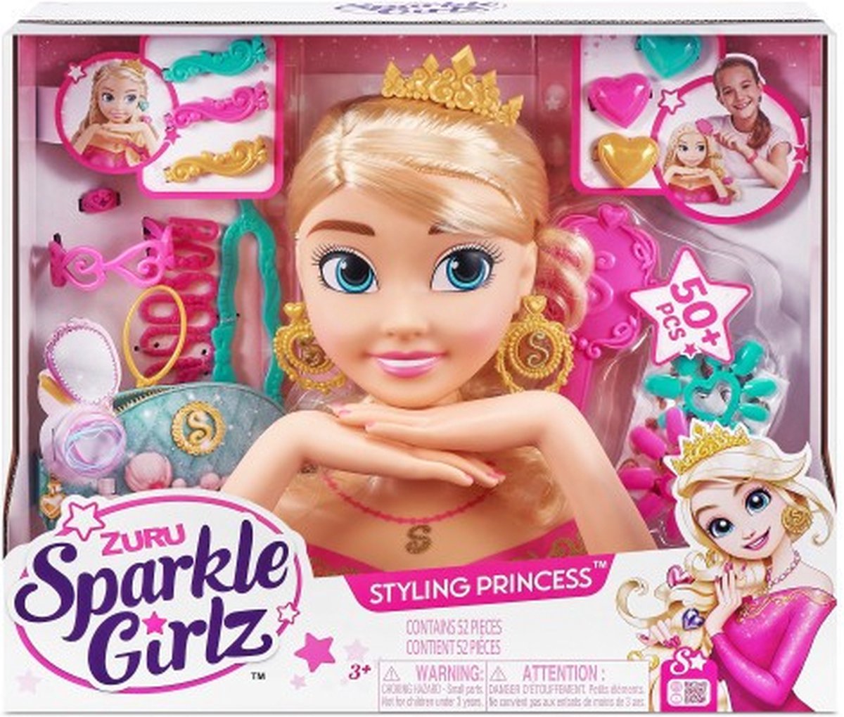 ZURU Ultimate Sparkle Girlz Princess Hair Styling Head - Kaphoofd Prinses Styling Head - Met Nagel Design