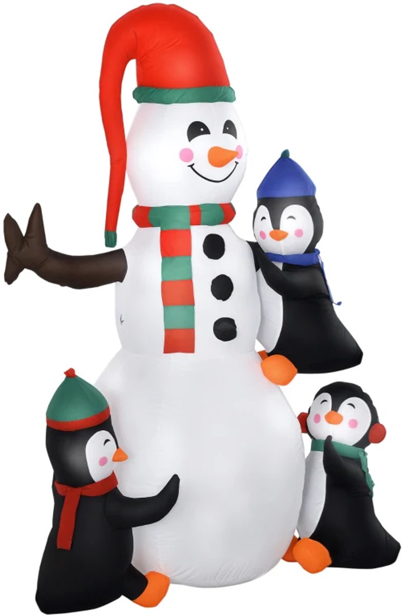1,8 m Opblaasbare Sneeuwman - Sneeuwpop Kerstversiering - met Kleurrijke LED Verlichting en Blazer - Zelfopblaasbaar - Kerstdecoratie - Vakantiedecoratie - Weerbestendig - Kerstman