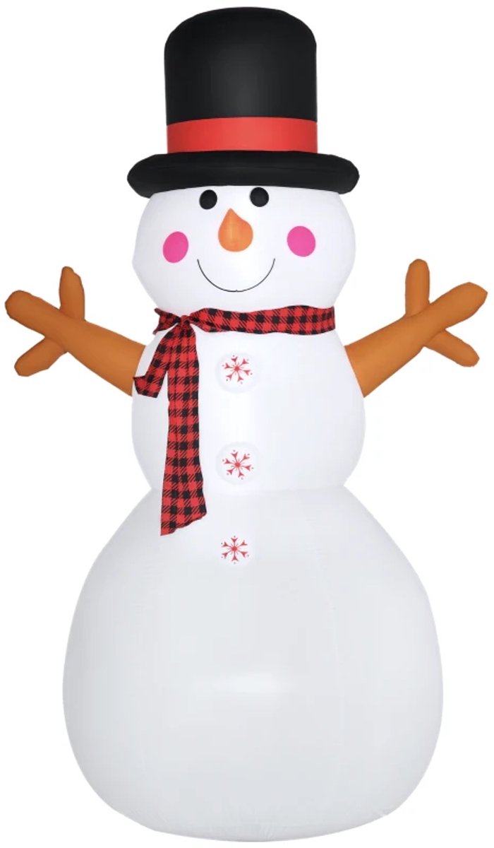 1,82 m Opblaasbare Sneeuwman - Sneeuwpop Kerstversiering - met LED Verlichting - Kerstsneeuwpop - Kerstdecoratie - Vakantiedecoratie - Weerbestendig - Kerstman - 100x80x182 cm