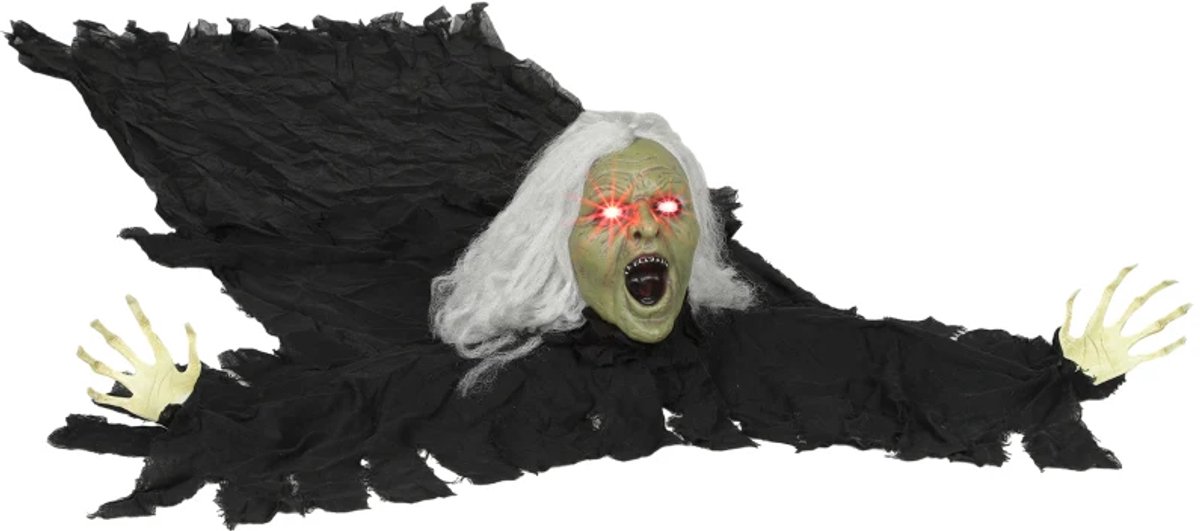 183cm Halloweendecoratie - Skelet/Zombie Oude Man - met LED-Verlichting - Geluidsfunctie - Halloween-Decoartie - Halloween Versiering - 80 x 18 x 183 cm