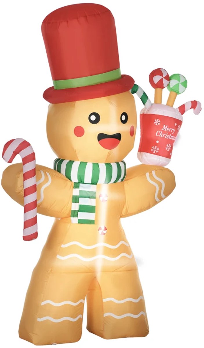 2,35 m Opblaasbare Kerstfiguren - Peperkoekman Kerstversiering - met LED-verlichting - Weerbestendig - Kerstdecoratie - Vakantiedecoratie - Kerst - 170x75x235 cm