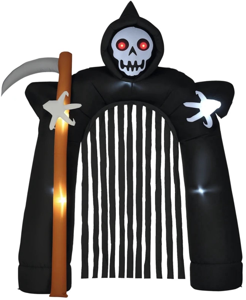 Grote Halloween Tuindecoratie Grim Reaper Boog - Zelfopblaasbaar LED Verlichting - Halloween Opblaasbare Decoartie - Halloween Versiering - Tuin - Outdoor - Feest - 2,85 m
