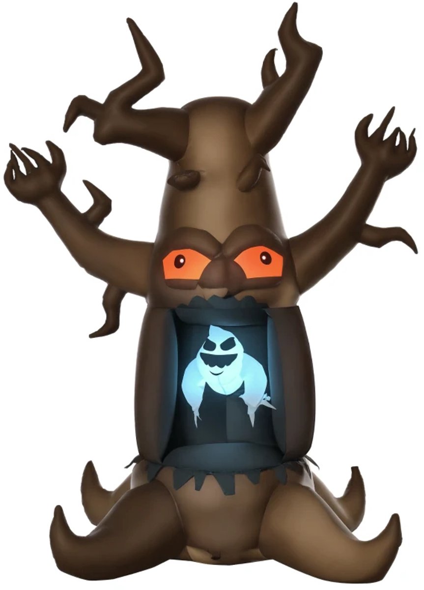 Opblaasbare Halloween-boom Spook - met 3 Lampjes - Halloweendecoratie - 2,4 m - LEDs - Polyester - Halloween-Decoartie - Halloween Versiering - 180 x 140 x 240 cm - Bruin