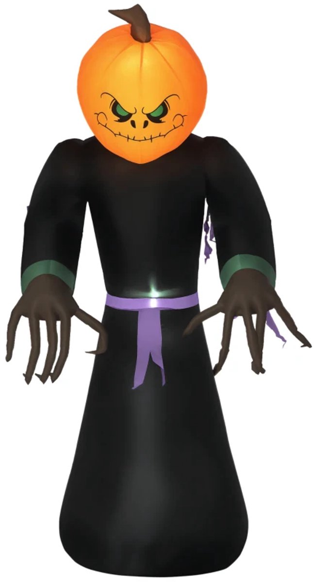 Opblaasbare Pompoengeest van 210 cm - Halloween-Horrordecoratie - met LED-verlichting - Waterdicht Luchtfiguur - Polyester - Halloween-Decoartie - Halloween Versiering - 110 x 66 x 210cm