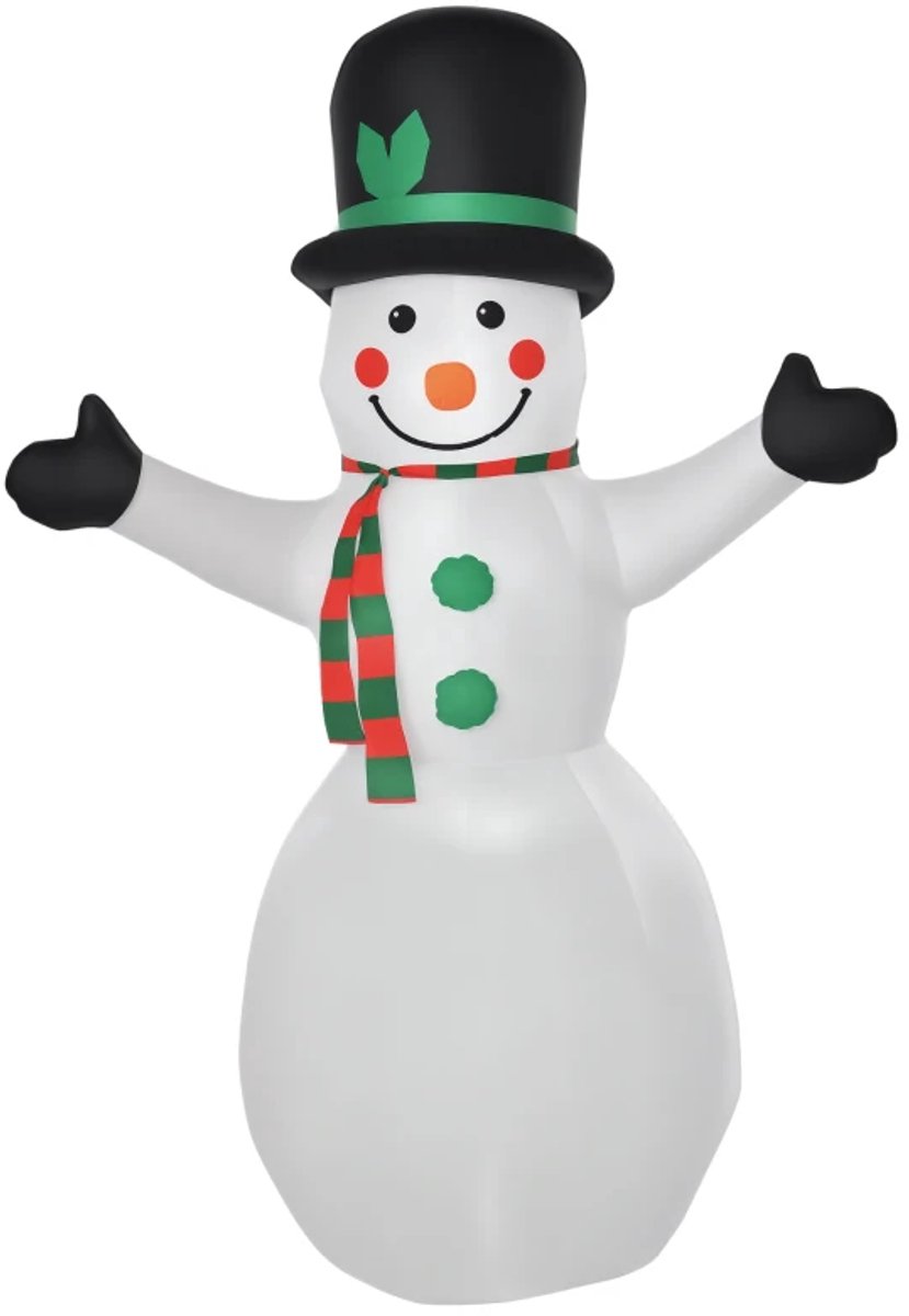 Opblaasbare Sneeuwman - Sneeuwpop Kerstversiering - met kleurrijke LED-verlichting en Blazer - Zelfopblazend - Kerstdecoratie - Vakantiedecoratie - Kerst - 130x72x193 cm