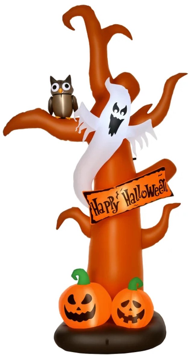 Opblaasbare Spookboompompoen - Halloween Decoratiefiguur Luchtfiguur - met LED-verlichting - Polyester - Halloween-Decoartie - Halloween Versiering - 156 x 107 x 274 cm