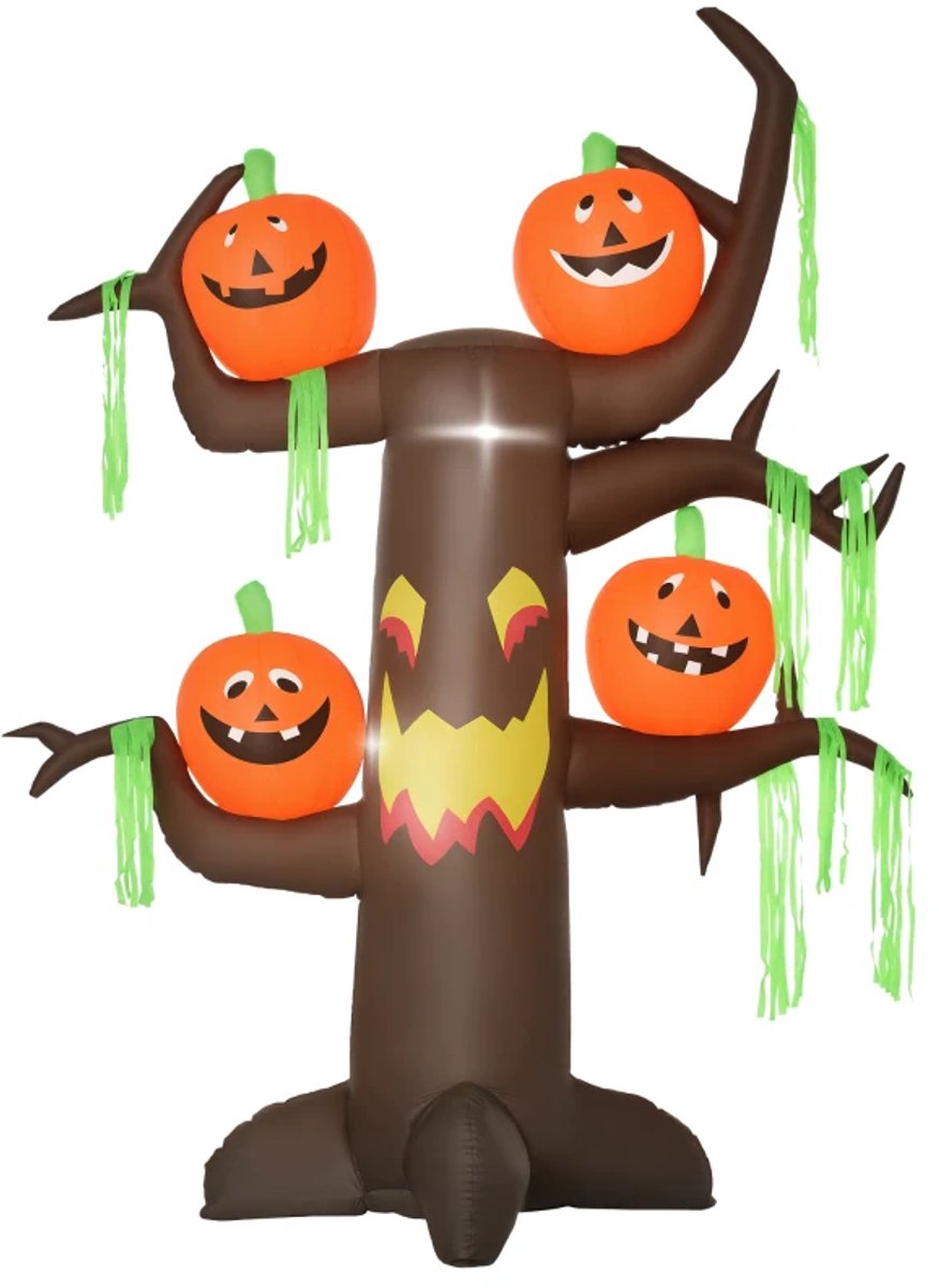 Opblaasbare Spookboompompoen - Halloween Decoratiefiguur Luchtfiguur - met LED-verlichting - Polyester - Halloween-Decoartie - Halloween Versiering - 180x80x240cm