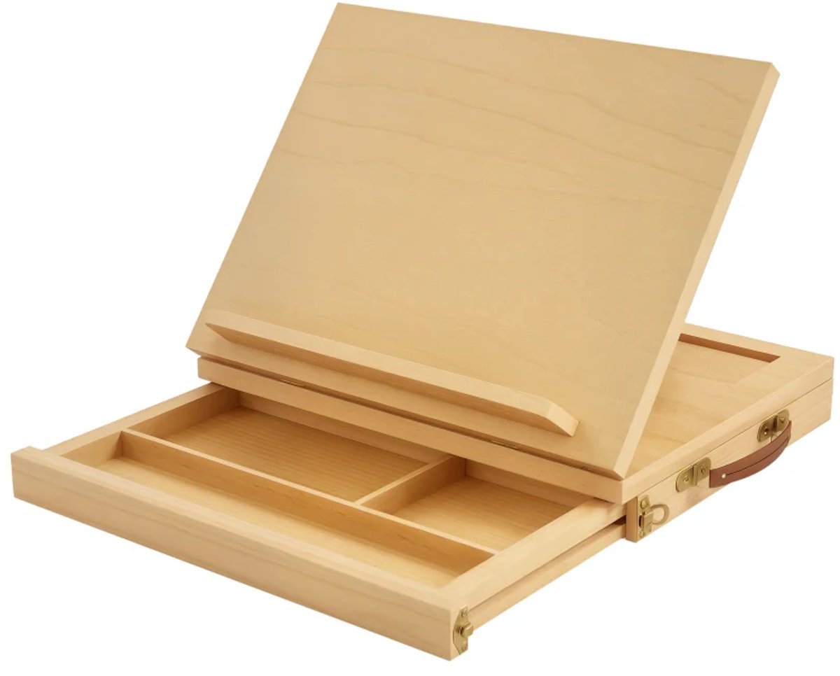 Schildersezels - Tafel-ezel - Kleine ezel - Houten Ezel - Opvouwbaar - 1 Lade - 3 Compartimenten - voor Schilderen, Schetsen - Premium Kwaliteit - Extreem Stabiel - 33,5x26x26 cm