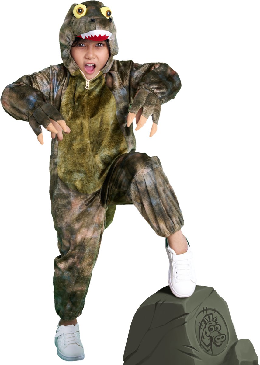 Zebra & Friends Krokodil Jumpsuit - 3 tot 5 jaar - Onesie - Verkleedkleding - Verkleedkostuum voor Kinderen - Verkleedkleding - S - Verkleedkleding - Halloween Kostuum - Groen