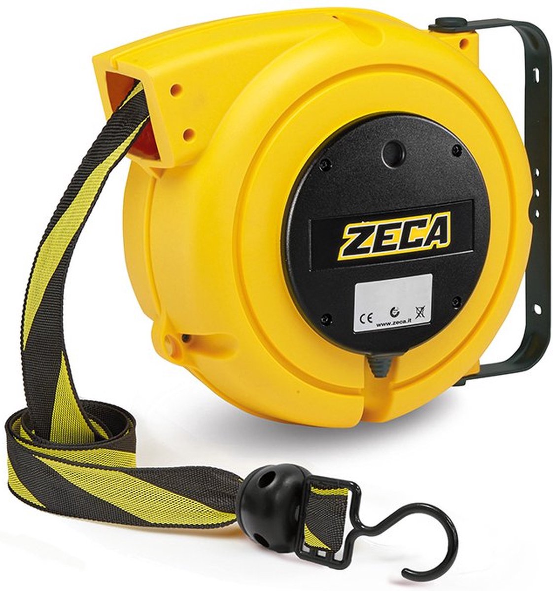 ZECA 4801 Automatische Haspel met Afzetlint Zwart/Geel 20 meter