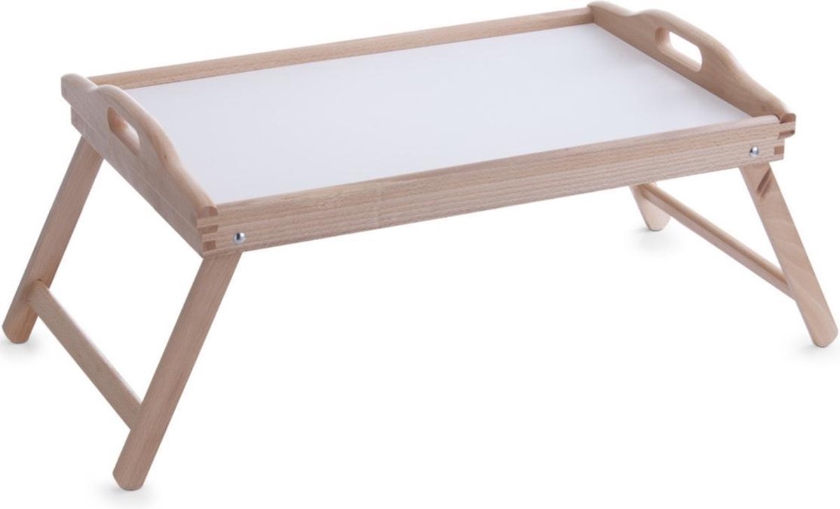 Valentijnsdag dienblad/serveerblad op poten grenen hout 50 x 30 cm - Zeller - Keukenbenodigdheden - Dranken/eten serveren - Ontbijt op bed - Serveerbladen/dienbladen met poten