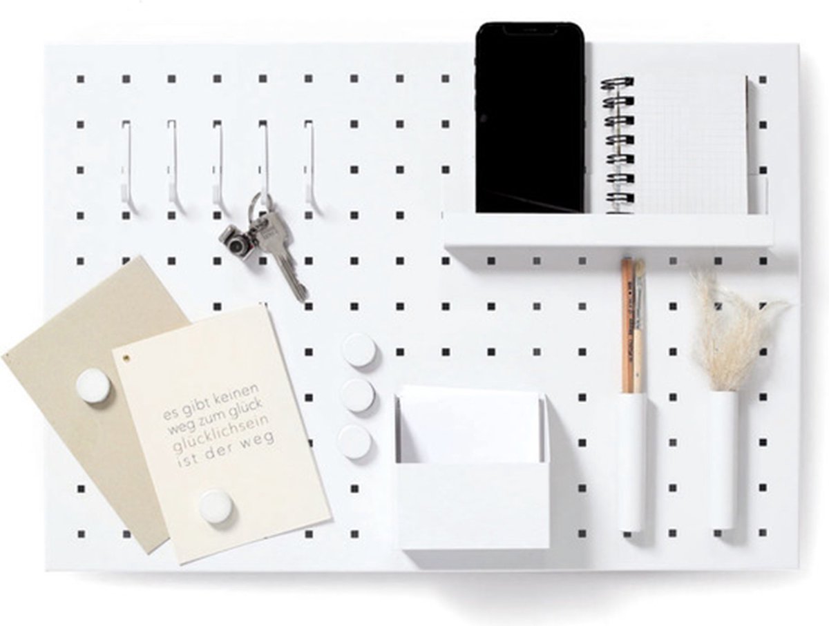   Memobord voor kantoor of thuis - metaal - wit - incl. benodigdheden - 50 x 35 cm