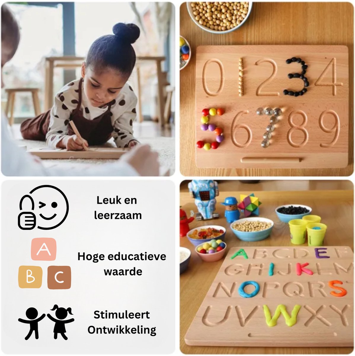 ZenseKids® Schrijfbord - Montessori speelgoed - Educatief speelgoed - Montessori busy board - leren schrijven - Montessori speelgoed voor thuis – Speelgoed Kind 3 jaar