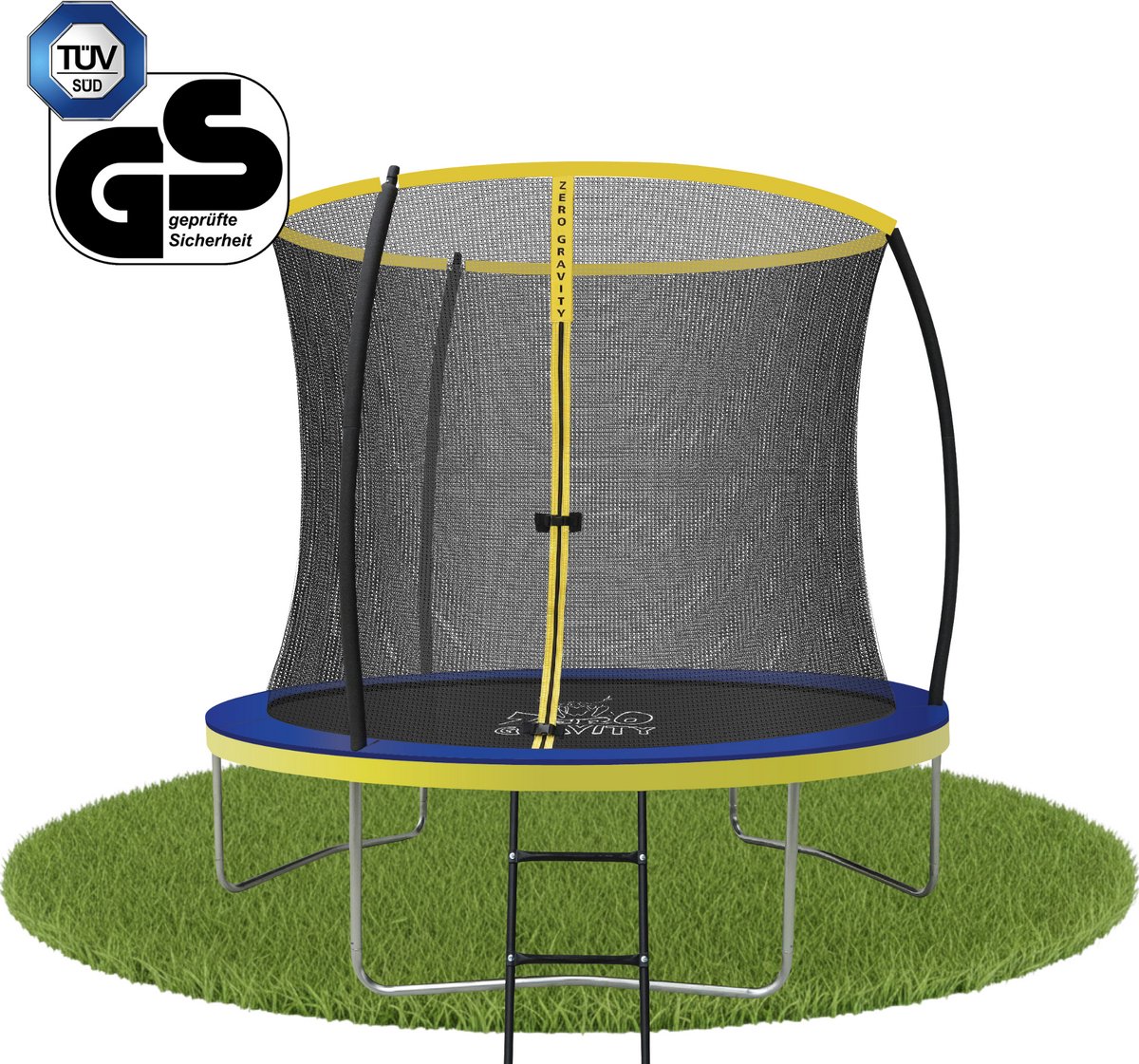 Zero Gravity Trampoline 244cm met opvouwbaar veiligheidsnet • TÜV GS • Gratis ladder & grondanker • 75kg draagvermogen • Outdoor weerbestendig • Voor kinderen & volwassenen • Rond • Ultima 4 Fun Edition