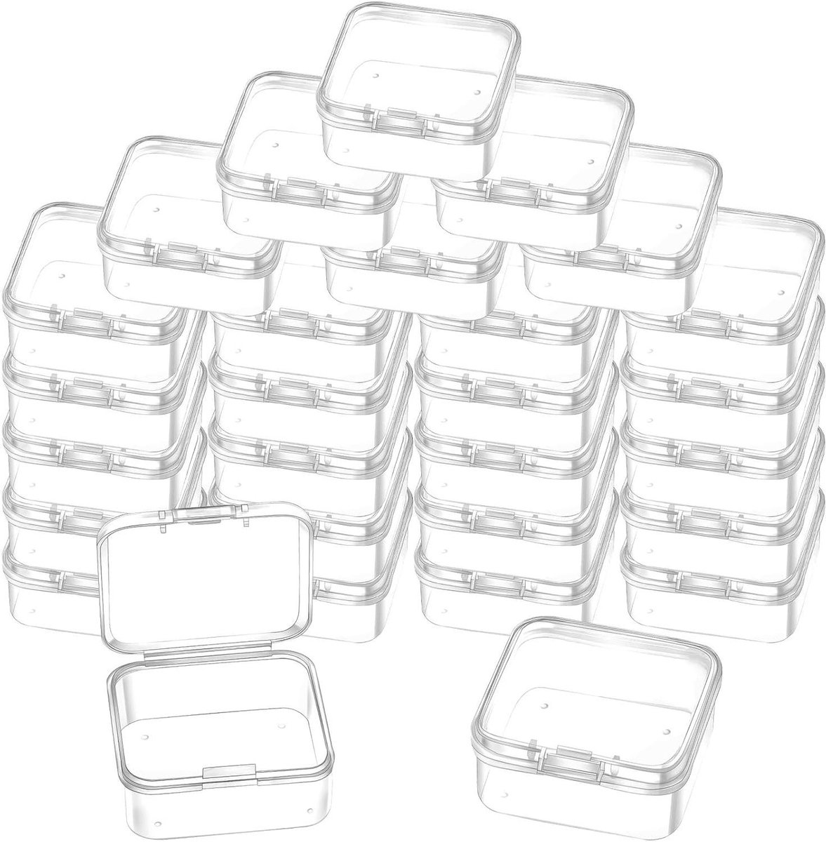 **Zeynomax - Set van 24 Kleine Transparante Opbergdozen met Deksel voor Kralen en Knutselaccessoires**