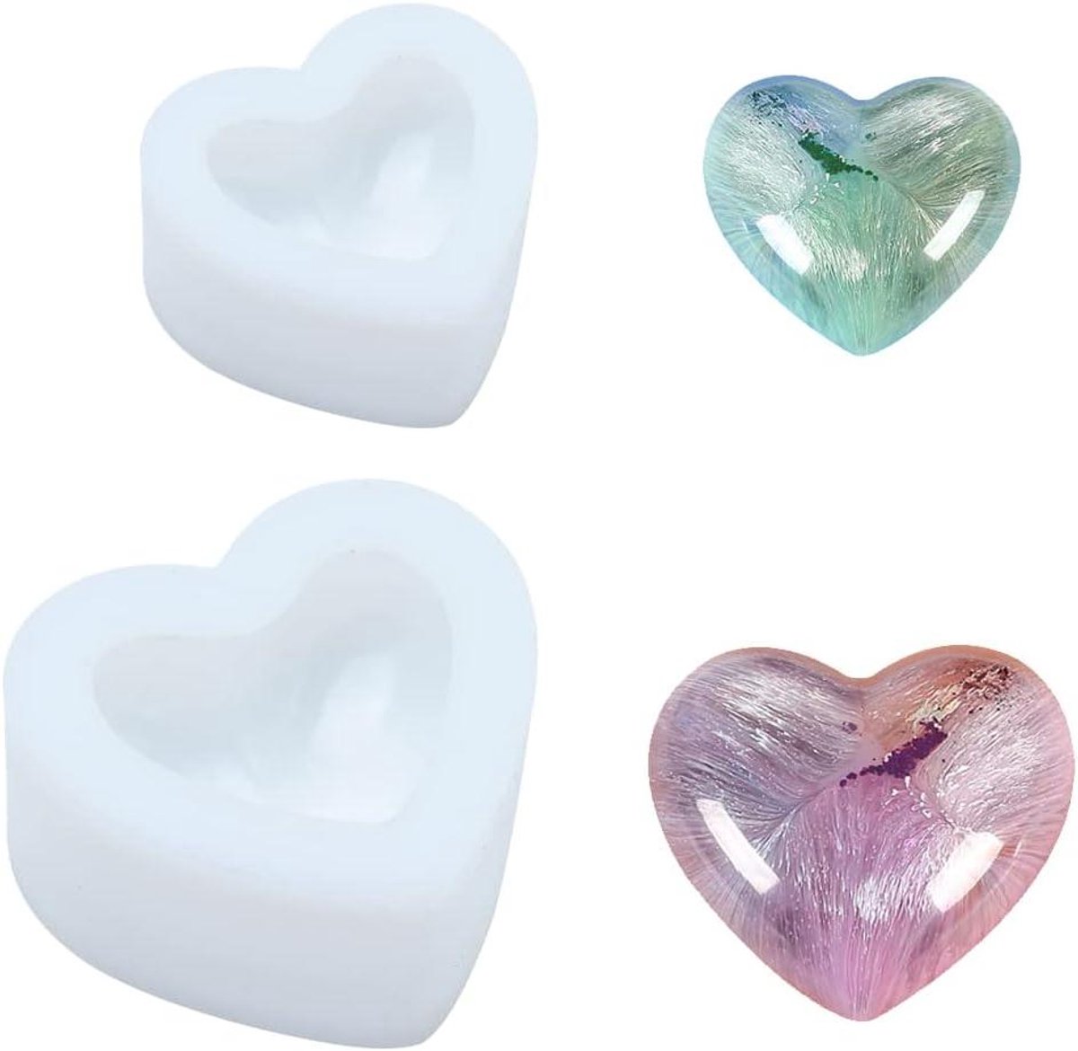 2 Stuks 3D Hart Siliconen Zeepvorm - Creatieve Vormen Voor DIY Zeep en Kaarsen