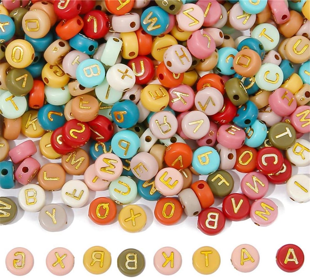 500 stuks Ronde Kralen 15 mm met Tekst voor Armband en Halsketting - Kleurrijke Acryl Alfabet Kralen