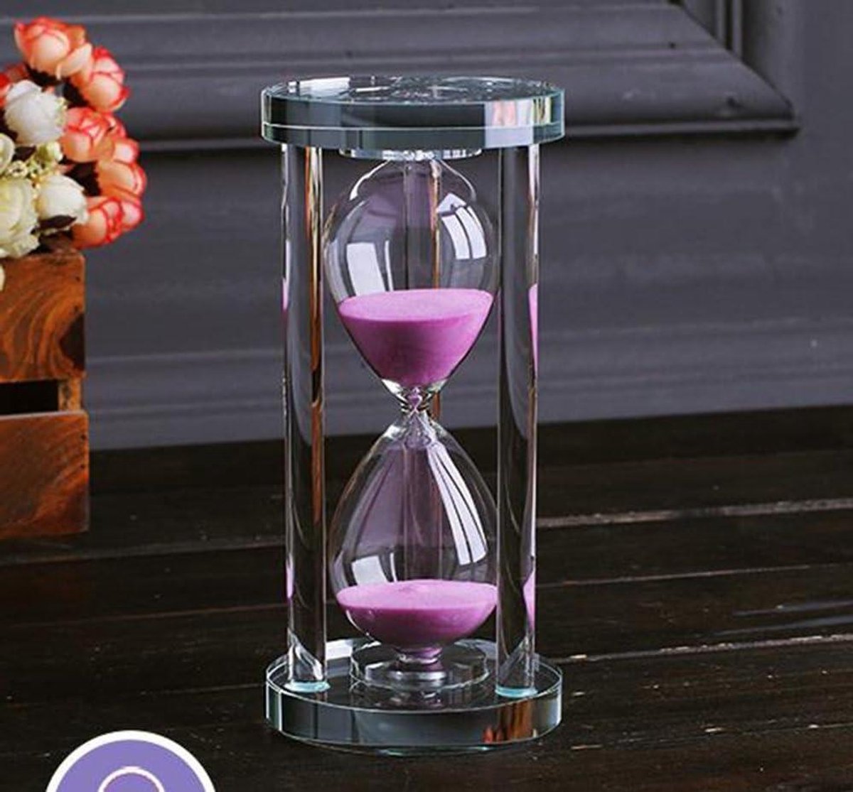 Zandloper Timer Glas Zand Klok - Transparant Kristal - Ambachtelijke Glas Decoratie - Keuken Kantoor Home Decor Gift - Roze - 15 Minuten - Zeynomax