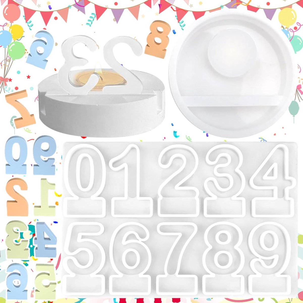   - 2 stuks Siliconen Gietvormen voor 3D Kaarsen - Handgemaakte Gietvormen voor Kaarsen - Geschikt voor Bruilofts- en Verjaardagsdecoratie