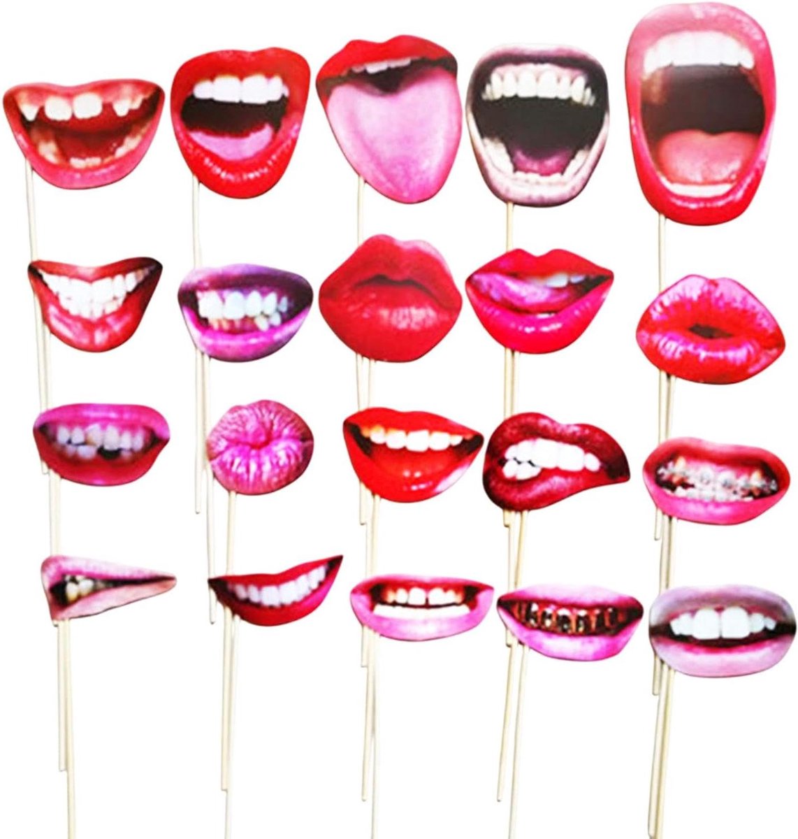Zeynomax - 20 stuks foto rekwisieten voor party fotoautomaat - carnaval pret met komische lip mond accessoires