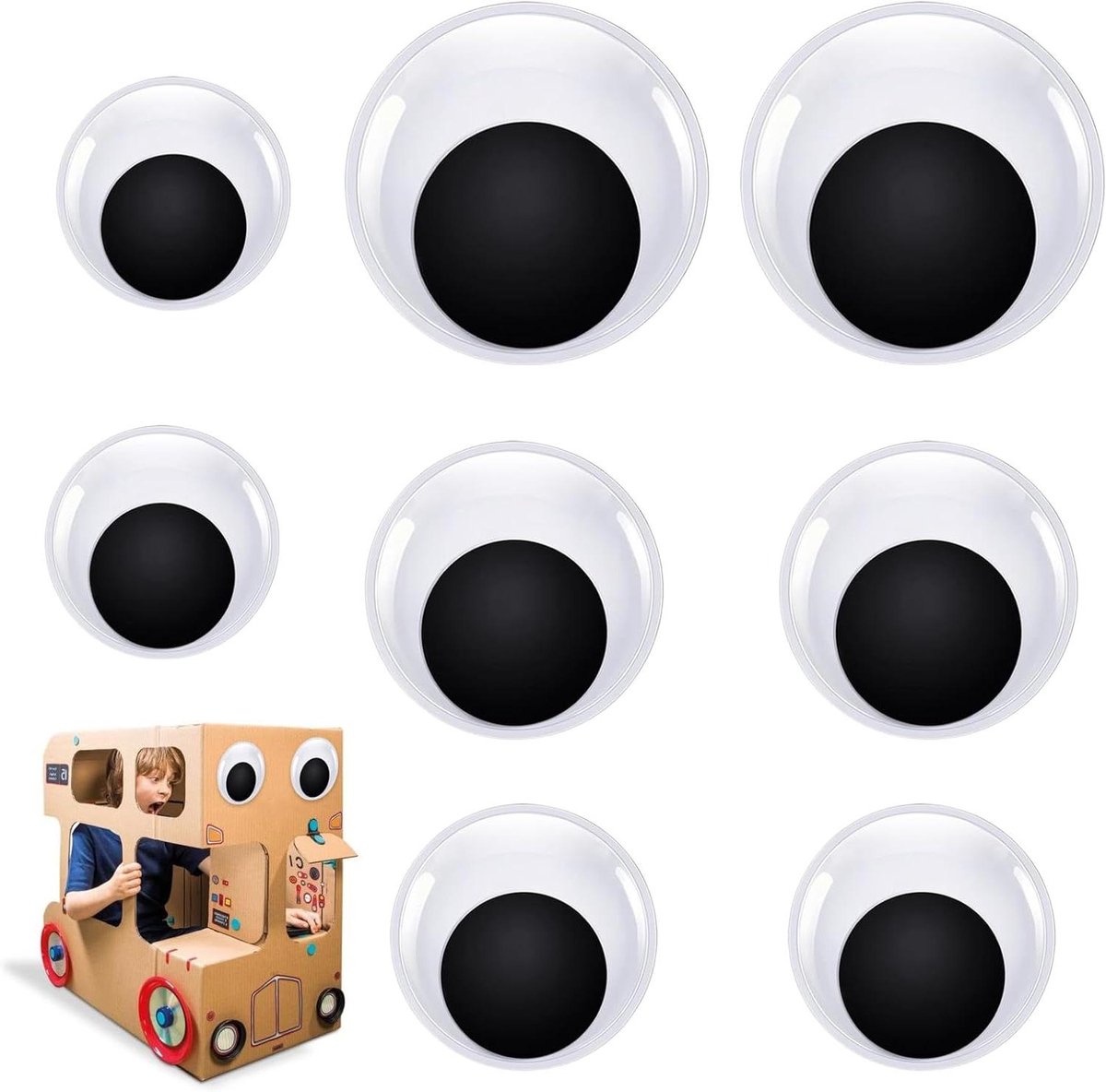 Zeynomax - 8 stuks zelfklevende wiebelogen - Groot formaat 45/50/80/100 mm - Kunststof ogen om op te plakken - Googly Eyes voor handwerk en scrapbooking