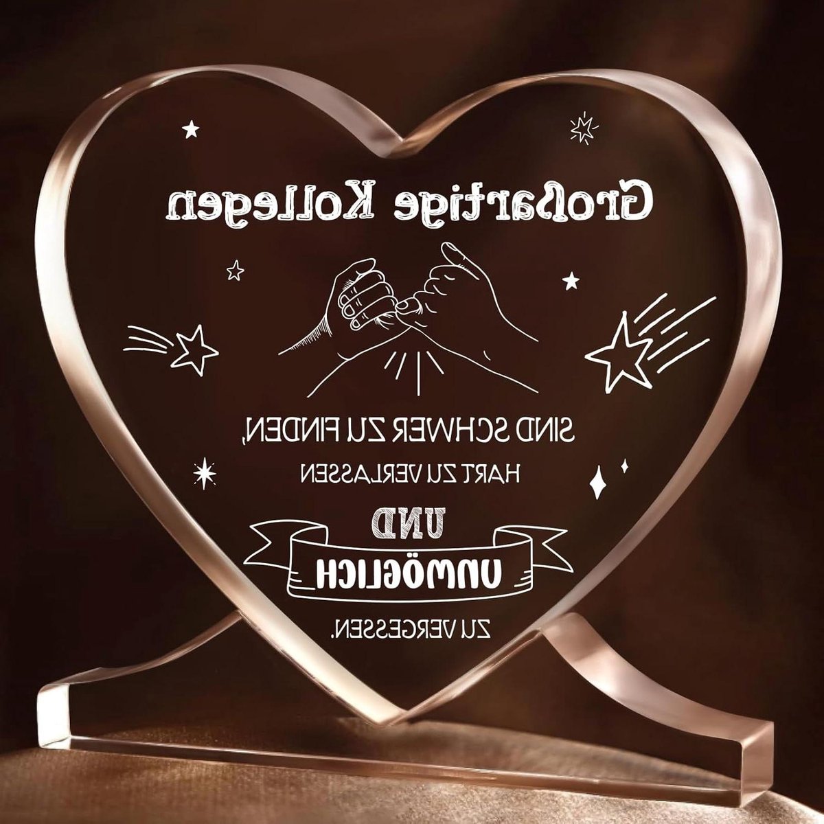   - Acryl hart bordje voor afscheid collegas - Bedankje banenwissel pensioen - Origineel cadeau met acryl plaatje - Waardering voor collegas - 78 karakters.