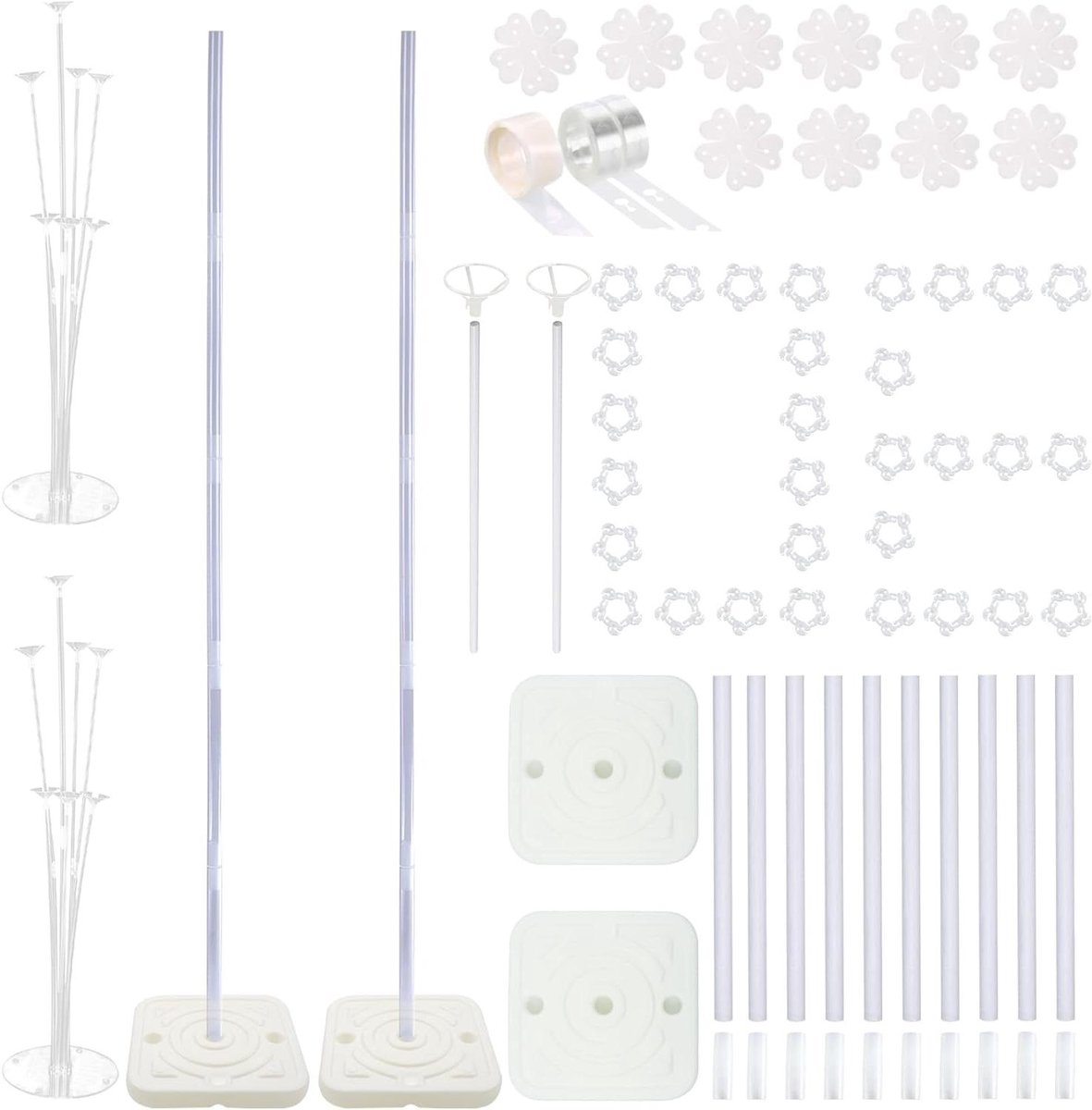 Zeynomax - Ballonkolom set voor verjaardagen en bruiloften - 2 stuks 15 meter - met ballonnen, tafelmiddenstukken, bloemclips, decoratiestrips en plakstickers - feestartikelen decoratie