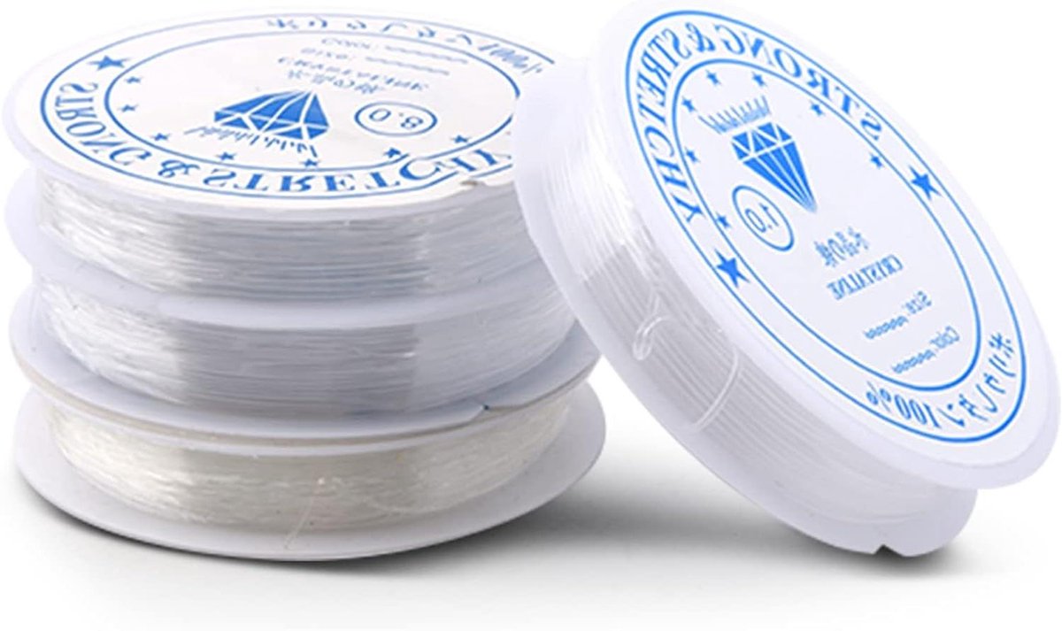 Zeynomax - Elastisch Sieradendraad Nylon Koord 4 Spoelen - Transparant - 0.4mm 0.6mm 0.8mm 1mm - Scheurvast - DIY Armbanden - Kralendraad - Onzichtbaar