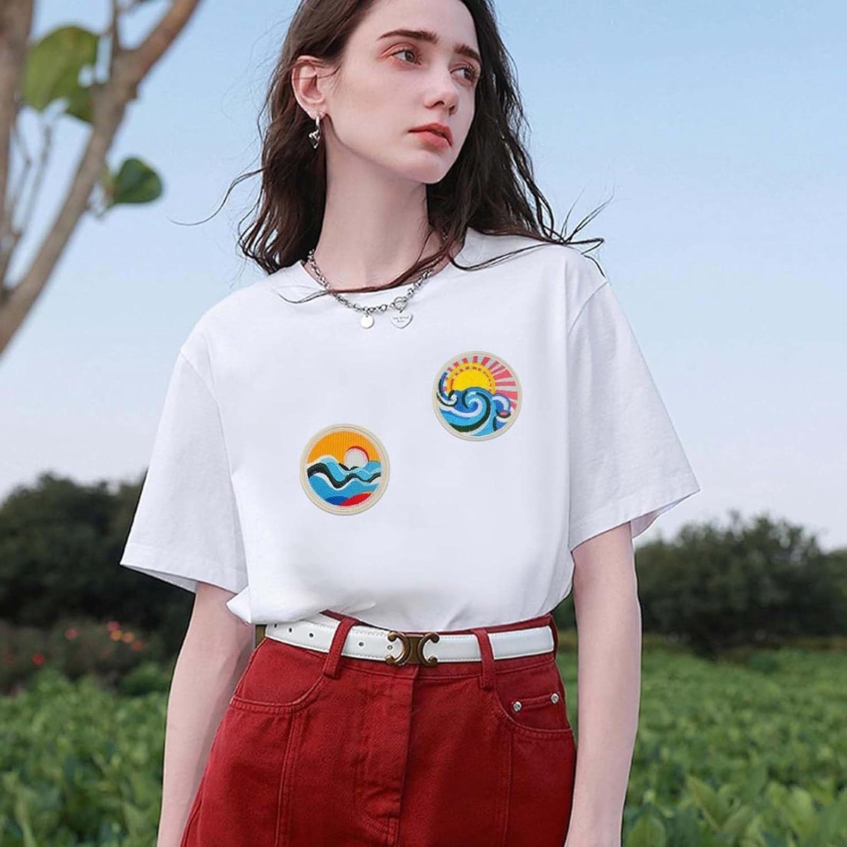 Zeynomax - Geborduurde patches set voor kinderen en volwassenen - Opstrijkbaar en opnaai patches - Ronde patches voor kleding en accessoires - Decoratieve textielapplicaties met diverse ontwerpen - 9 stuks.