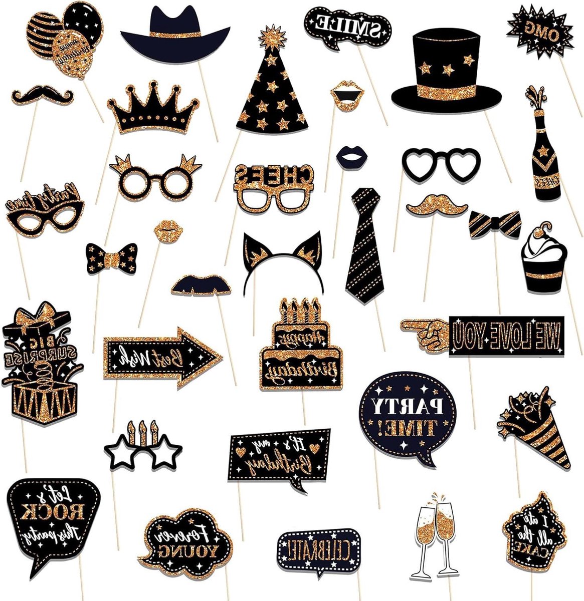   - Grappige Foto Rekwisieten Mix voor Alle Leeftijden - Foto Booth Accessoires voor Bruiloft en Verjaardag met Hoeden en Lippenstift