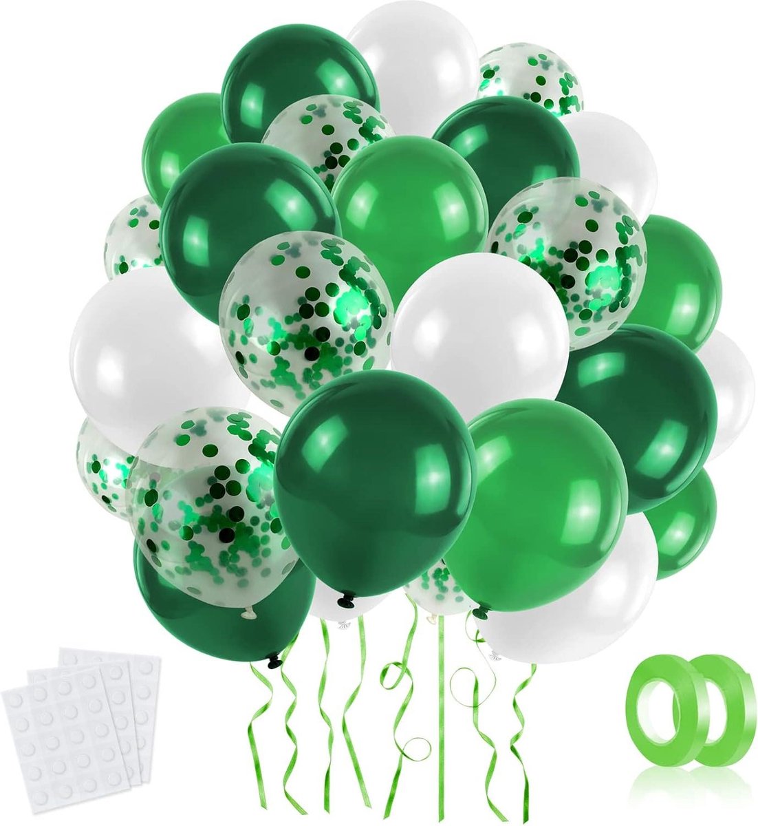 Zeynomax - Groen Wit Ballonnen Set - 60 Stuks - Verjaardag Decoratie voor Jongen Meisje Bruiloft - Helium Ballon Confetti - Duurzame Latex - Garland - Afstuderen Baby Shower Vrijgezellenfeest Jubileum - Feestartikelen