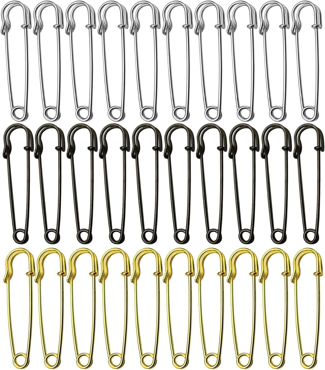  - Grote veiligheidsspelden 30 stuks heavy duty voor kiltnaalden en plafonds - Set van 7 cm lange krachtige pinnen
