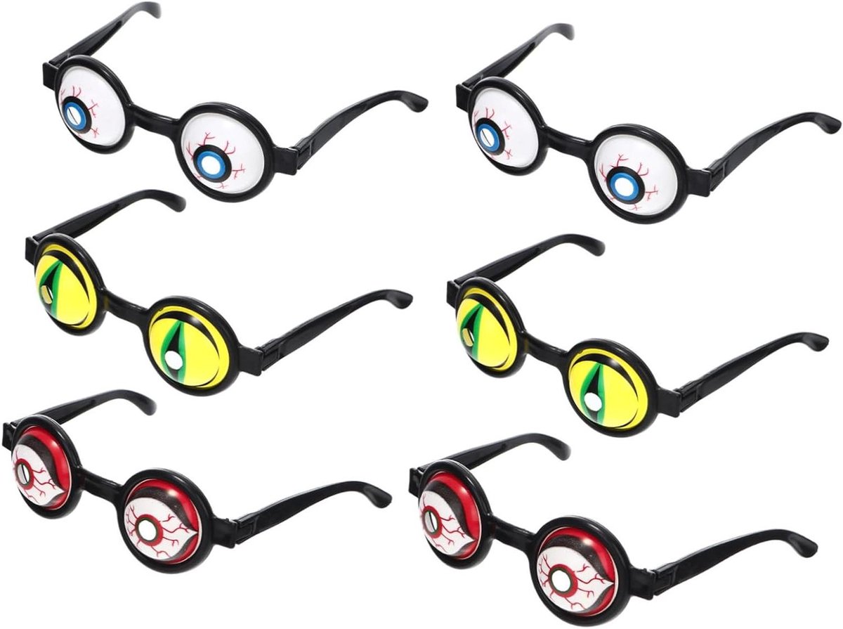 Zeynomax - Halloween-feestbrillen 6 stuks - Feestaccessoires en decoraties - Creatieve en grappige bril - Oogbollen - Nieuwe collectie