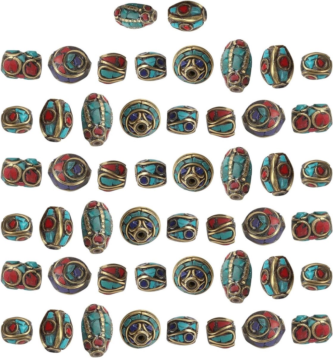   - Handgemaakte Rode Koraal Kralen Set DIY Sieraden Maken - 50 Stuks Antiek Goud - Ambachtelijke Gift Armbanden & Kettingen - Inclusief Spacer Kralen