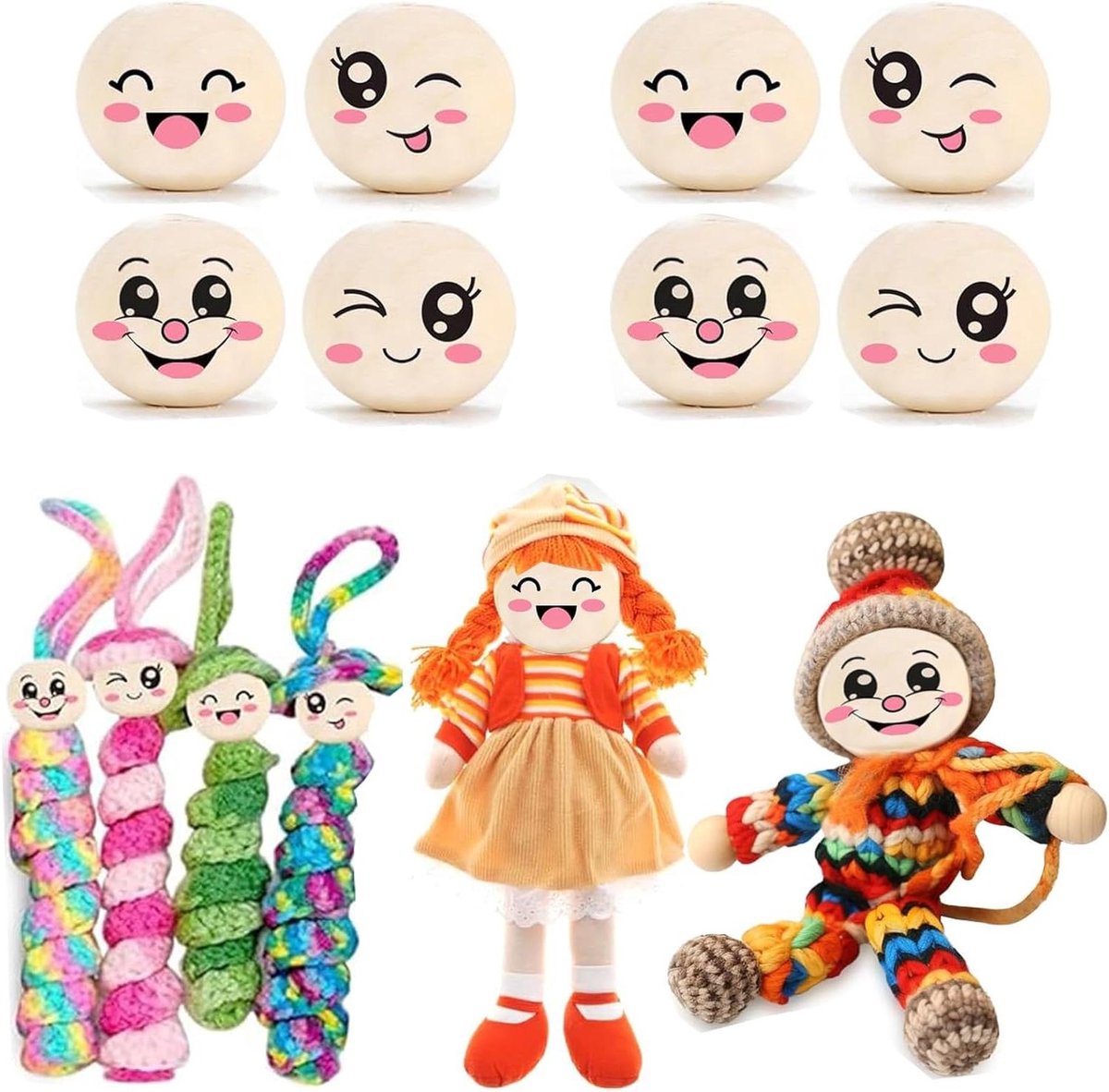   - Houten kralen set - 30 stuks ronde kralen voor knutselen en sieraden maken - 30 mm - 4 verschillende types - DIY hangers en halskettingen