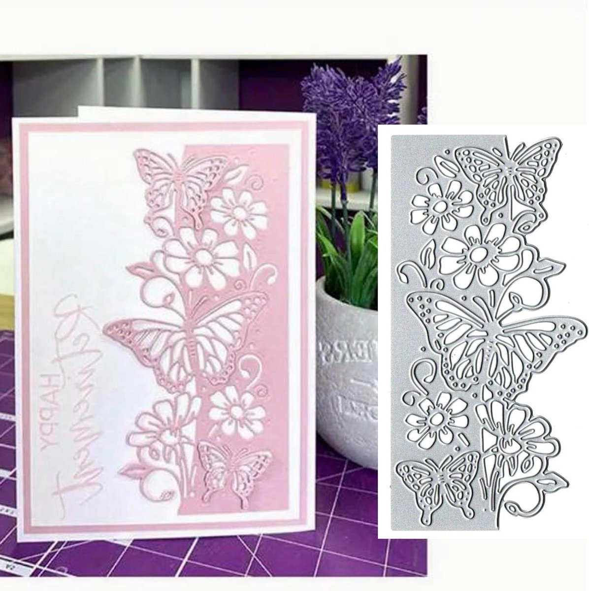 Zeynomax - Kant Rand Metalen Die Cuts voor DIY Scrapbooking en Kaart Maken - Vlinder en Bloem Thema