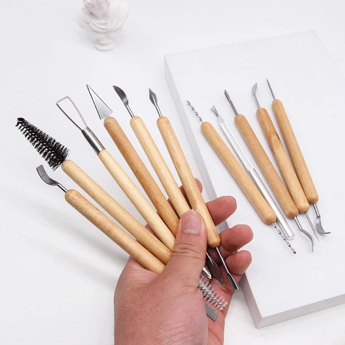 Zeynomax - Klei Beeldhouwen Gereedschap Set voor Volwassenen - Houten Aardewerk Carving Tool - Shapers en Modellering - Embossing Art - DIY Aardewerk Gereedschap - 11 Stuks - Polymeer Klei (Y39-11)