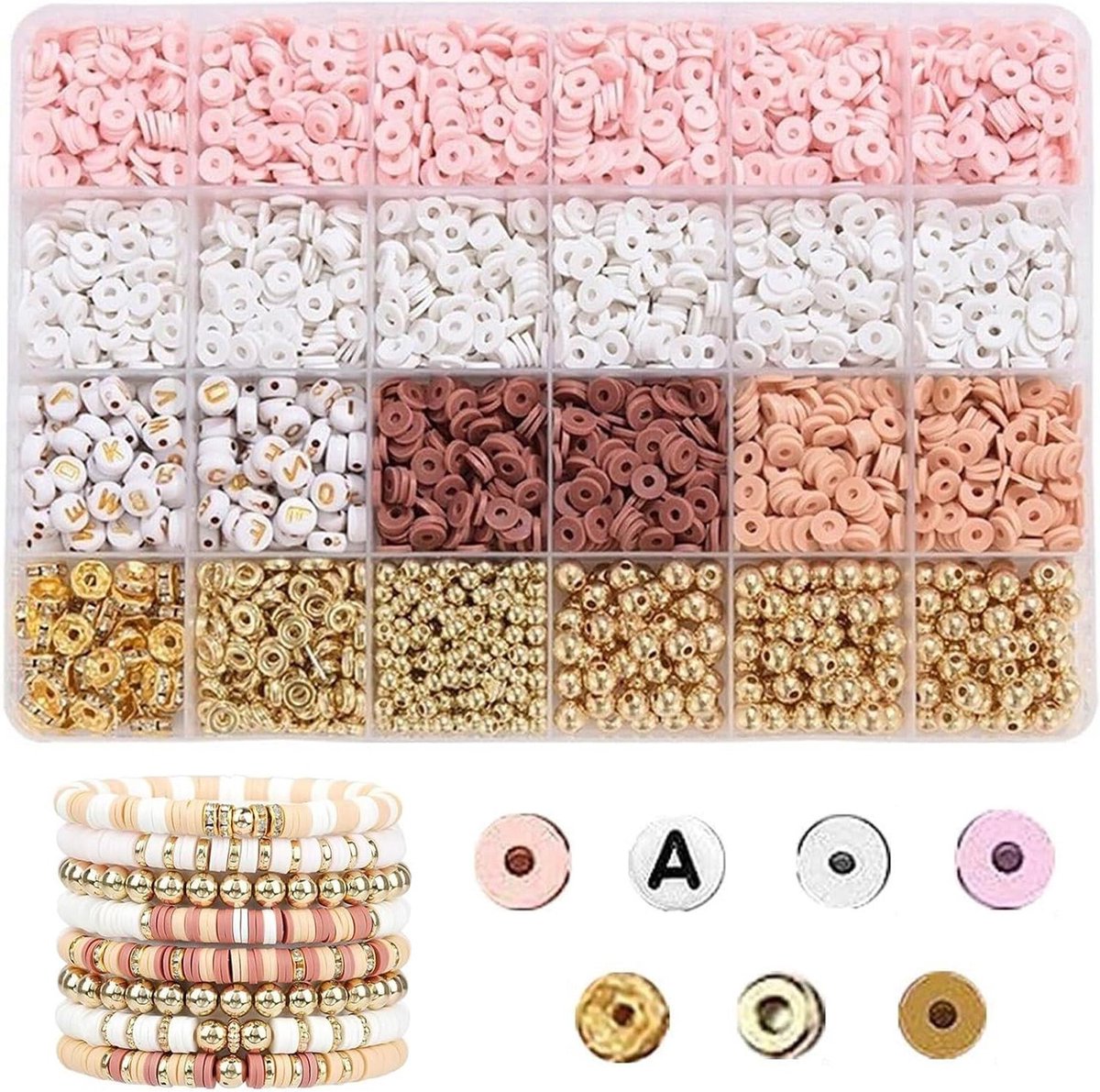 Zeynomax - Kralen set voor sieraden maken met 2390 stuks - knutselen met letterset - ringen, halskettingen - cadeau