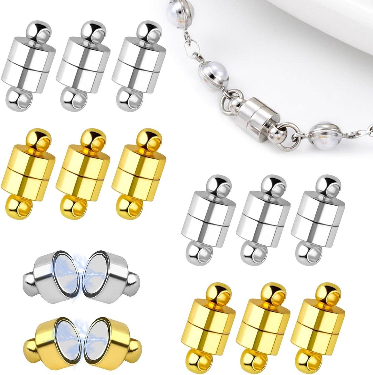 Zeynomax - Magneetsluiting Armbanden en Kettingen - Set van 12 stuks - Sieradenkettingen Maken