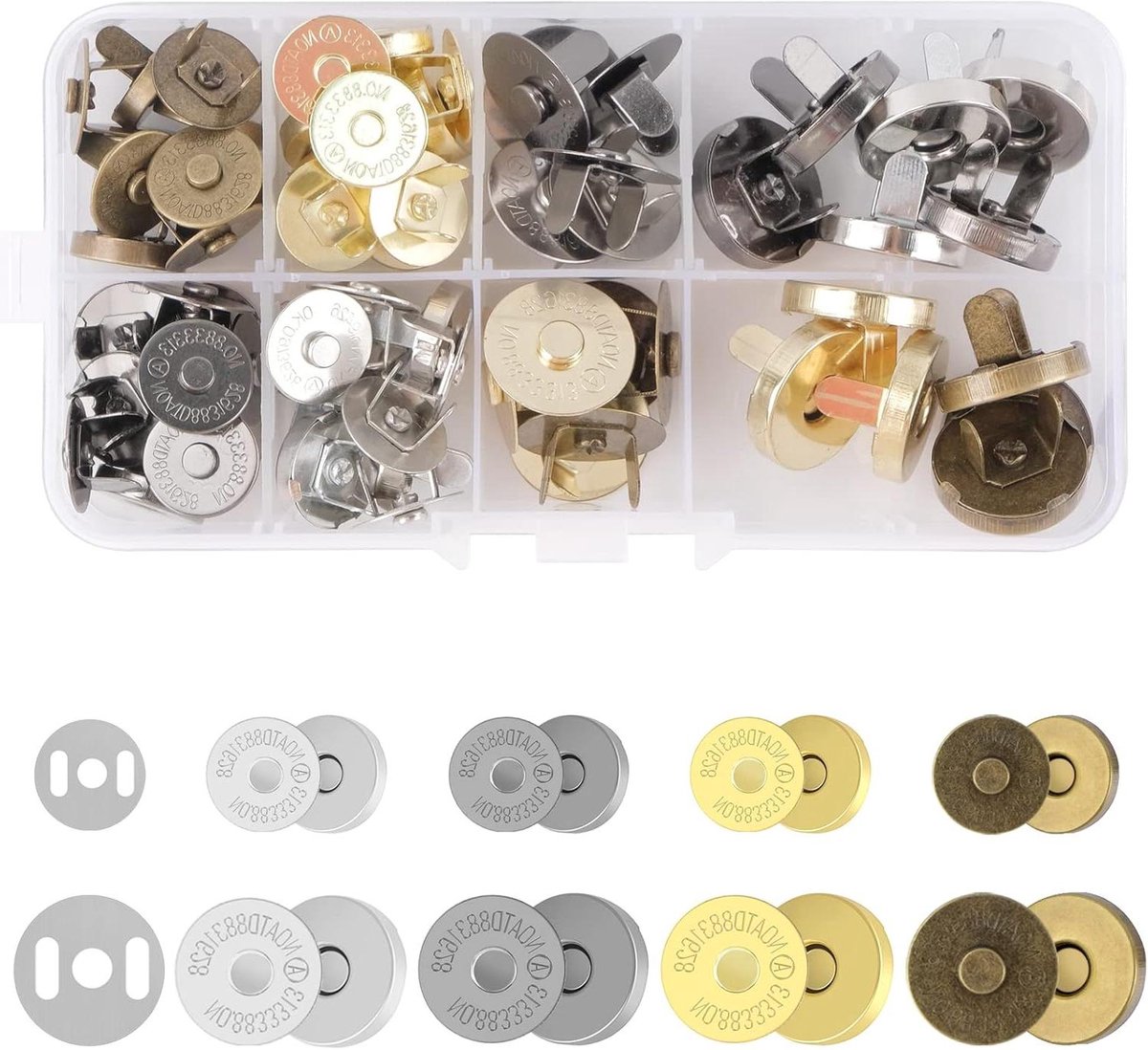 Zeynomax - Magneetsluiting Set van 32 stuks voor handtassen en kleding - Magnetische Drukknopen - Zonder Naaien - Metaal - 14 mm en 18 mm