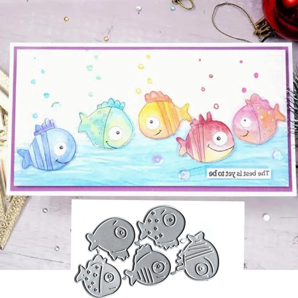 Zeynomax - Metalen Die Cuts voor Scrapbooking en Kaarten Maken met Leuke Vis Thema - 5 Stuks